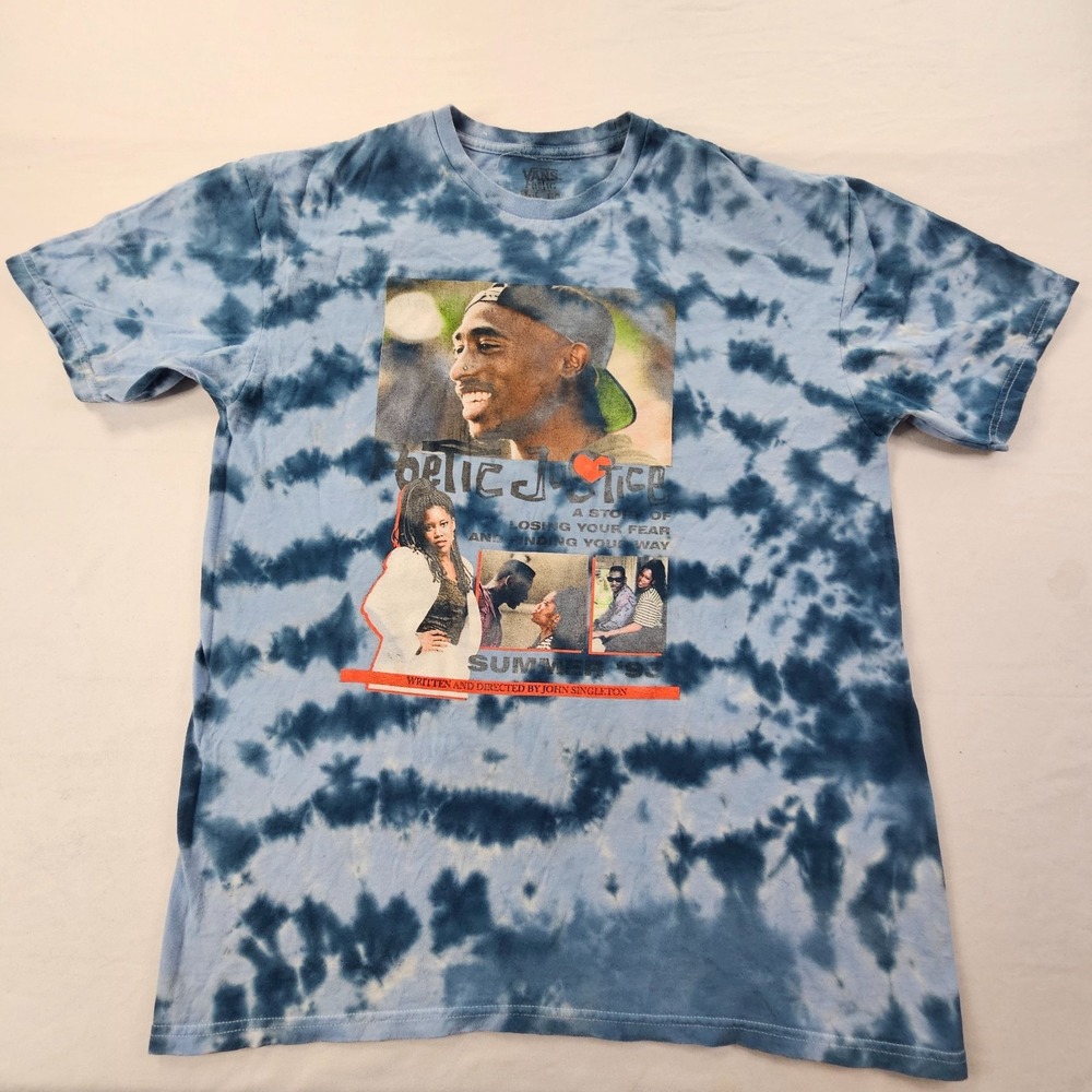 Poetic Justice Tupac Shakur Blue Tie-Dye Short Sleeve Cotton T-Shirt Men's L